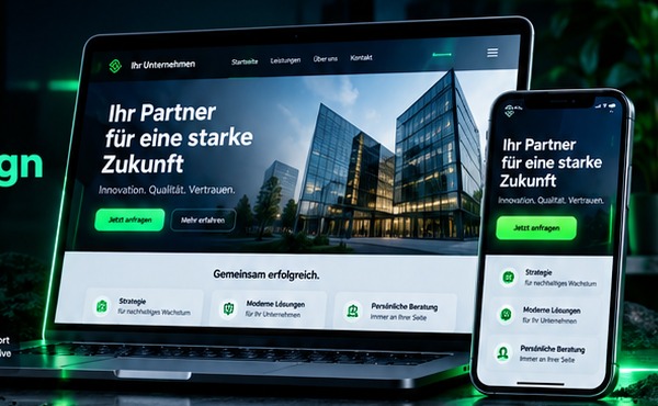 Professionelle Firmenwebseite auf Laptop und Smartphone